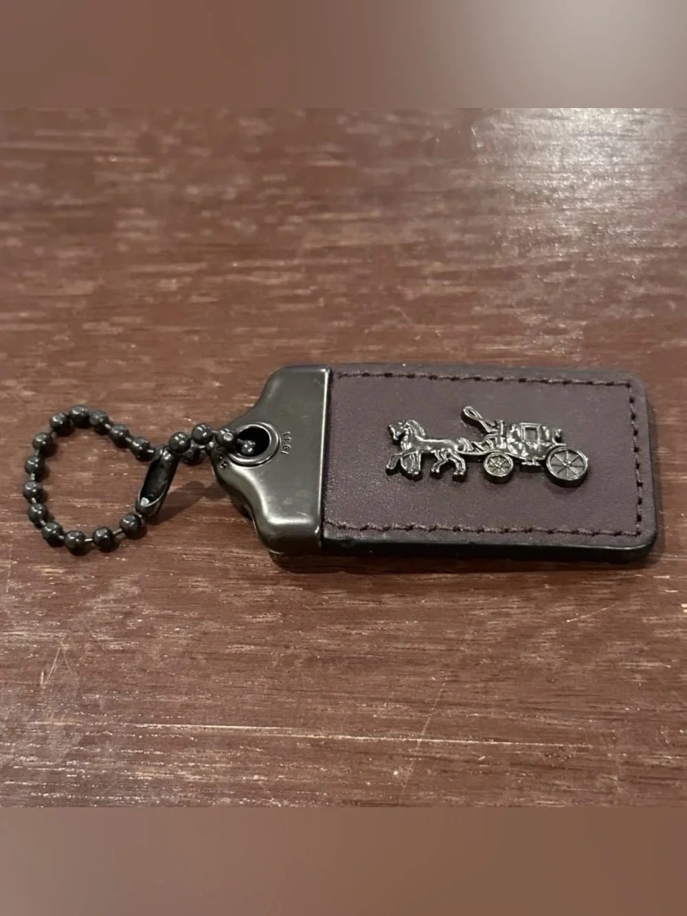 Coach 1941 Horse & Stagecoach Metal Leather Bag Charm Oxblood/Gray NWOT!♥️